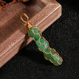 Tumbled Stone Pendant with Gold Wire Mesh Wrapping | Handmade Natural Crystal Charm for Calm Healing Jewelry