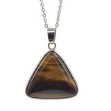 Multi‑Variety Natural Gem Triangle Pendant Necklace, Polished Smooth Cabochon Stone with Silver Chain, Witchy Spiritual Energy Necklace Birthday Holiday Jewelry Gift
