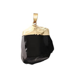 Gold Dipped Natural Raw Crystal Pendant Necklace, Irregular Rough Gemstone Chakra Healing Stone Necklace for Women