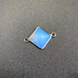 Silver Bezel Double Loop Mini Pyramid Crystal Connector Charm, 16×16mm Natural Gemstone Pyramid Link for DIY Bracelet Necklace Making