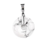 Natural Gemstone Ping Buckle Shaped Pendant with Silver Metal  Mixed Agate Crystal Pendant Jewelry Gift Bring Health