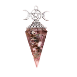 Triple Moon Pentacle Orgone Pendulum Pendant Resin Crystal Dowsing Charm for Wicca & Spiritual Jewelry