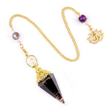 7 Chakra Orgone Pendulum with Lotus Top Gold-Plated Resin Crystal Pendulum with Chain for Divination Healing Witchcraft