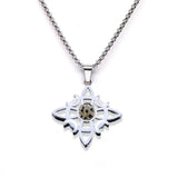 Stainless Steel Witch’s Knot Gemstone Necklace  Celestial Moon Goddess Pendant - Wiccan Protection Jewelry for Women & Men