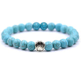 Natural Stone Stretch Beaded Bracelet with Turquoise Accent & Heart Charm Chakra Energy Healing Elastic Bracelet for Women Stacking Jewelry