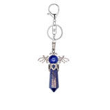 Natural Crystal Angel Wings Keychain | 58×36mm Hexagonal Prism Pendant for Backpack & DIY Jewelry
