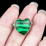 13MM Gemstone Heart Pendant Connector for Making Jewelry Wrapped Gold Plated