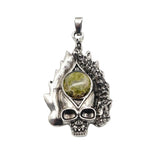 Dark Culture Silver Skull Fire Charm • Vintage Biker Flame Skeleton Replacement Pendant • Unisex Rocker Hip Hop Halloween Jewelry Gifts