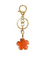 Natural Crystal Flower Keychain Gold Plated Healing Stone Keyring Flower Pendant Bag Charm for Women Jewelry Gift