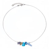 Chakra Crystal Chip Bar Necklace | Natural Gravel Stone Stainless Steel Chain for Women