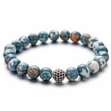Ethnic Pink Jasper Beaded Bracelet - Micro-Pave Crystal Charm Spiritual Gift
