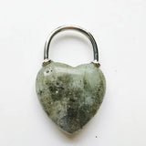 Natural Crystal Heart Lock Pendant Charms, Chakra Stone Beads for DIY Necklace Jewelry Making