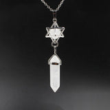 Natural Amethyst Crystal Quartz Merkaba Star Stone Chakra Pendant Necklace Hexagonal Pointed Energy Reiki Healing