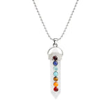7 Chakra Crystal Point Pendant, Natural Stone Double Terminated Crystal Wand Pendant Chakra Healing Jewelry