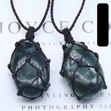 Natural Crystal Woven Net Necklace  Adjustable Braided Cord Stone Holder Pendant, Handmade Netted Cage for Tumbled Gemstone Reiki Healing Jewelry