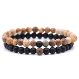 6mm Double Layer Natural Stone Stretch Bracelet, Chakra Healing Crystal Beaded Couple Bracelets Unisex Elastic Wrist Jewelry Gift for Men Women