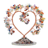 Handmade  Love Heart Crystal Tree | Natural Gemstone Ornament with Agate Slice Base | Healing Crystal Home Decor for Spiritual Gifts