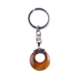 Natural Gemstone Donut Keychain Antique Silver Crown Bail Peace Circle Crystal Key Ring Reiki Healing Stone Key Chain Charm Bag Purse Hanging Ornament