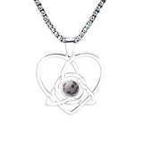 Stainless Steel Celtic Knot Heart Necklace Gemestone Triquetra Symbol Pendant - Eternal Love Spiritual Jewelry for Women & Men