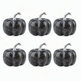6Pcs Set 30MM Natural Crystal Pumpkin Figurines Gemstone Pumpkin Ornament With Metal Stem Halloween Healing Crystal Gift