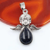 Angel Shape Teardrop Natural Crystal Pendant Necklace Multi‑Color Healing Gemstone Charm Necklace Spiritual Energy Jewelry for Women Gift