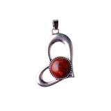 Vintage Openwork Heart Shape Natural Stone Pendant, Multi Color Round Cabochon Gem Charm for DIY Handmade Jewelry Making