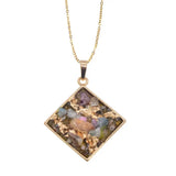 Orgone Crushed Mixed Gemstone Resin Pendant, Gold Plated Frame Multi‑Shape Natural Chip Stone Necklace Pendant, Orgonite Chakra Reiki Energy Healing Charm for Women