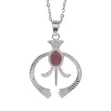 Hollow Naja Symbol Natural Crystal Necklace, Antique Silver‑Tone Alloy Tribal Symbol Inlaid Gemstone Pendant with Chain, Spiritual Protection Amulet Necklace for Daily Wear