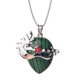Silver‑Tone Venetian Masquerade Mask Natural Crystal Necklace, Red Rhinestone Inlay Teardrop Gemstone Pendant Necklace, Reiki Healing Stone Boho Jewelry for Women