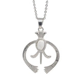 Hollow Naja Symbol Natural Crystal Necklace, Antique Silver‑Tone Alloy Tribal Symbol Inlaid Gemstone Pendant with Chain, Spiritual Protection Amulet Necklace for Daily Wear