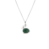 Mixed Natural Crystal Rabbit Pendant Necklace Multi Gemstone Animal Necklace Silver Tone Jewelry Gift for Women Girls