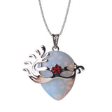 Silver‑Tone Venetian Masquerade Mask Natural Crystal Necklace, Red Rhinestone Inlay Teardrop Gemstone Pendant Necklace, Reiki Healing Stone Boho Jewelry for Women