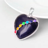 Natural Green Aventurine Heart Pendant with 7 Chakra Beads, Spiritual Energy Balance Crystal Jewelry