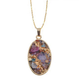 Orgone Crushed Mixed Gemstone Resin Pendant, Gold Plated Frame Multi‑Shape Natural Chip Stone Necklace Pendant, Orgonite Chakra Reiki Energy Healing Charm for Women