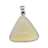 Silver Plated Triangle Natural Stone Pendant, Polished Smooth Triangle Gemstone Charm, Boho Crystal Pendant for DIY Necklace Jewelry‑Making, Reiki Chakra Healing Spiritual Accessory for Women