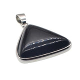 Silver Plated Triangle Natural Stone Pendant, Polished Smooth Triangle Gemstone Charm, Boho Crystal Pendant for DIY Necklace Jewelry‑Making, Reiki Chakra Healing Spiritual Accessory for Women