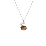 Mixed Natural Crystal Rabbit Pendant Necklace Multi Gemstone Animal Necklace Silver Tone Jewelry Gift for Women Girls