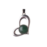Vintage Openwork Heart Shape Natural Stone Pendant, Multi Color Round Cabochon Gem Charm for DIY Handmade Jewelry Making