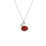 Mixed Natural Crystal Rabbit Pendant Necklace Multi Gemstone Animal Necklace Silver Tone Jewelry Gift for Women Girls