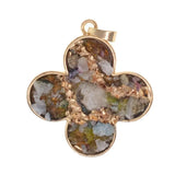 Multi-Shape Orgonite Chip Stone Resin Pendant, Gold-Tone Metal Frame Mixed Colorful Gemstone Inlay, Heart Starfish Triangle Diamond Shaped Orgone Energy Amulet Boho Spiritual Jewelry