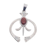 Vintage Navajo‑Style Naja Symbol Gem Pendant Necklace, Multi‑Variants Inlaid Round Natural Stone Tribal Amulet, Bohemian Hollow Crescent Statement Jewelry Gift