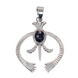 Vintage Navajo‑Style Naja Symbol Gem Pendant Necklace, Multi‑Variants Inlaid Round Natural Stone Tribal Amulet, Bohemian Hollow Crescent Statement Jewelry Gift
