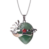Silver‑Tone Venetian Masquerade Mask Natural Crystal Necklace, Red Rhinestone Inlay Teardrop Gemstone Pendant Necklace, Reiki Healing Stone Boho Jewelry for Women