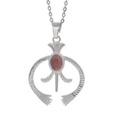 Hollow Naja Symbol Natural Crystal Necklace, Antique Silver‑Tone Alloy Tribal Symbol Inlaid Gemstone Pendant with Chain, Spiritual Protection Amulet Necklace for Daily Wear