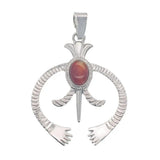 Vintage Navajo‑Style Naja Symbol Gem Pendant Necklace, Multi‑Variants Inlaid Round Natural Stone Tribal Amulet, Bohemian Hollow Crescent Statement Jewelry Gift