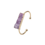 Natural Raw Druzy Quartz Crystal Cuff Bangle Gold Plated Open Resizable Stone Bracelet for Women