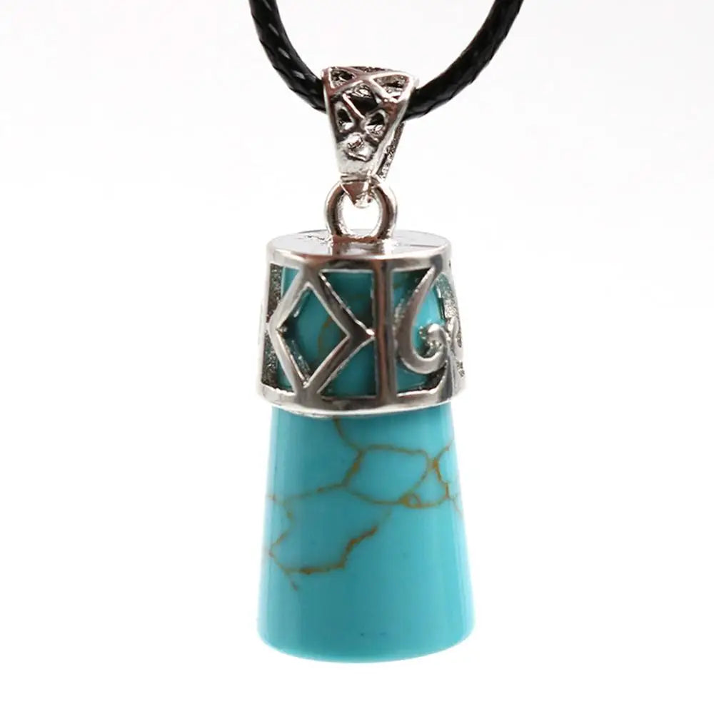 Natural Crystal Trapezoidal Pendant Necklace Mixed Colors Healing Stone Charm Necklace for Women Men Spiritual Energy Jewelry Gift