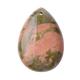Teardrop Flat Natural Gemstone Pendant, Pre‑Drilled Hole Polished Water Drop Crystal Charm 18×25mm, Mixed Stones DIY Necklace Jewelry‑Making Supply, Reiki Chakra Healing Craft Accessory