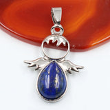 Natural Amethyst Quartz Crystal Angel Silver Alloy Pendant for Necklace Handmade Gemstone Healing Pendants Charm for Jewelry