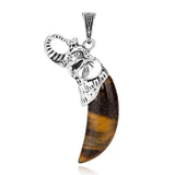 Antique Silver Elephant Wrapped Crescent Moon Natural Gemstone Pendant Necklace, Polished Moon‑Shape Crystal Charm Necklace, Boho Spiritual Chakra Reiki Healing Stone Jewelry for Women